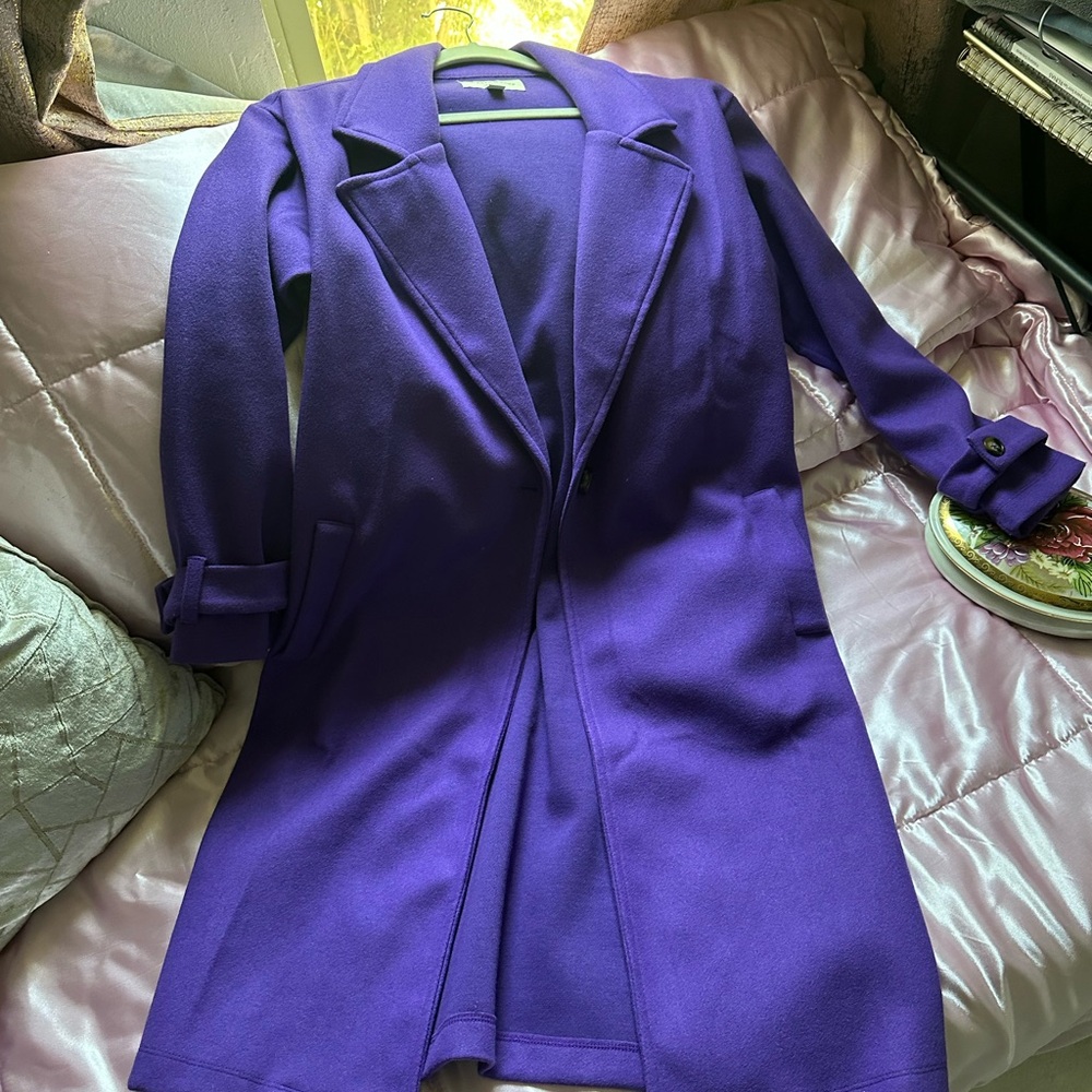 Mango Purple Long Wool-Blend Coat View 2